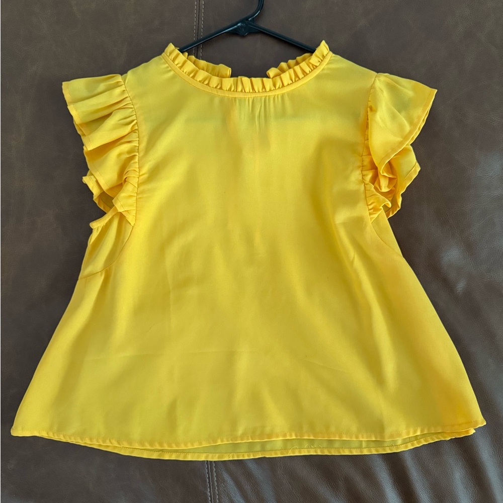 Yellow Ruffle Sleeve Blouse